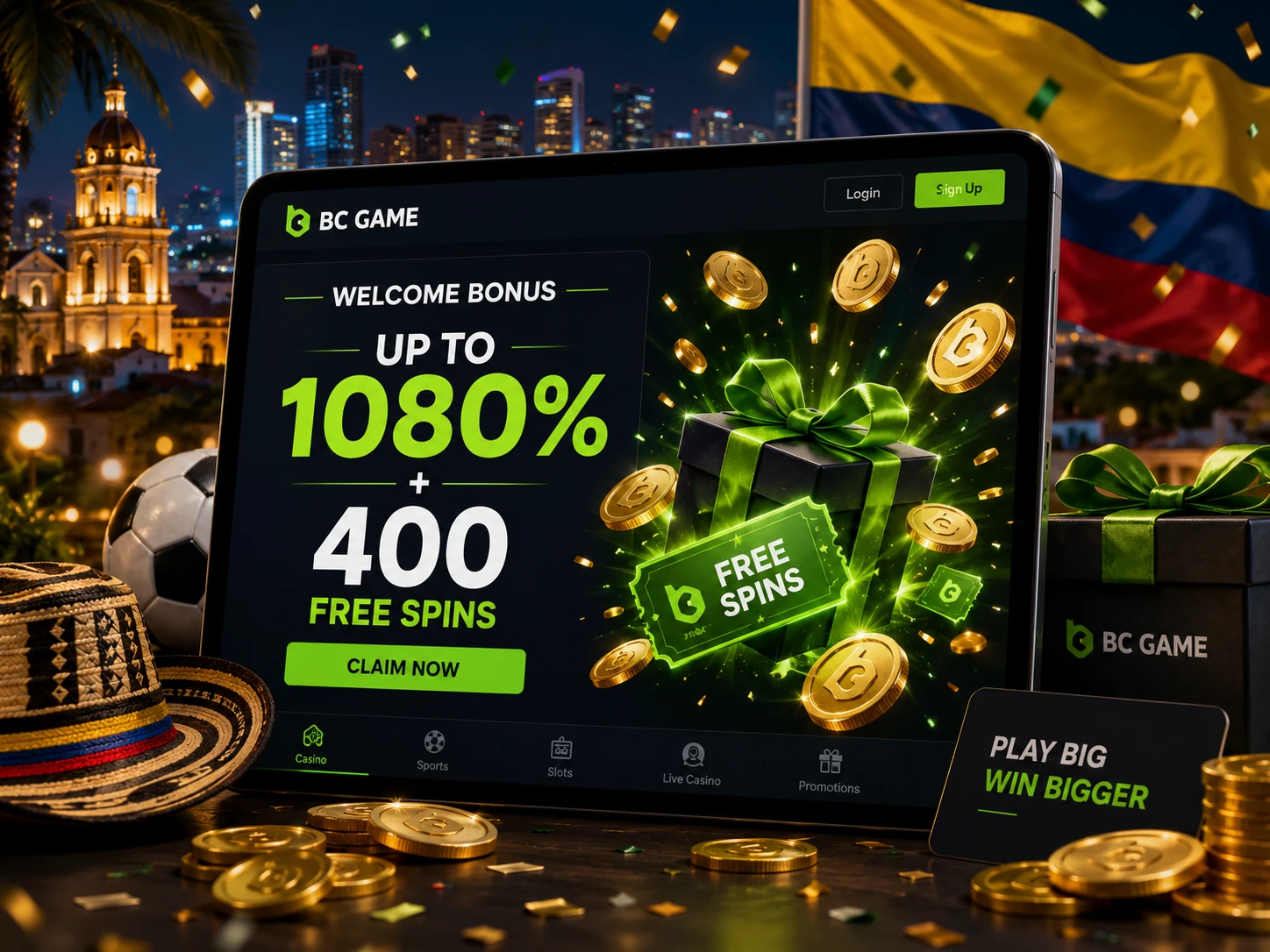 BC Game Colombia bono de bienvenida 1080%